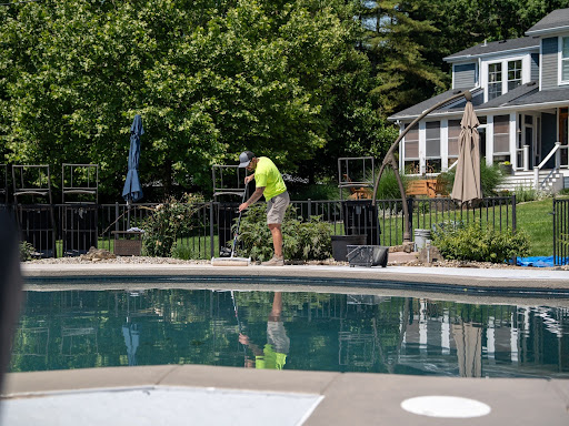 Man working on pool